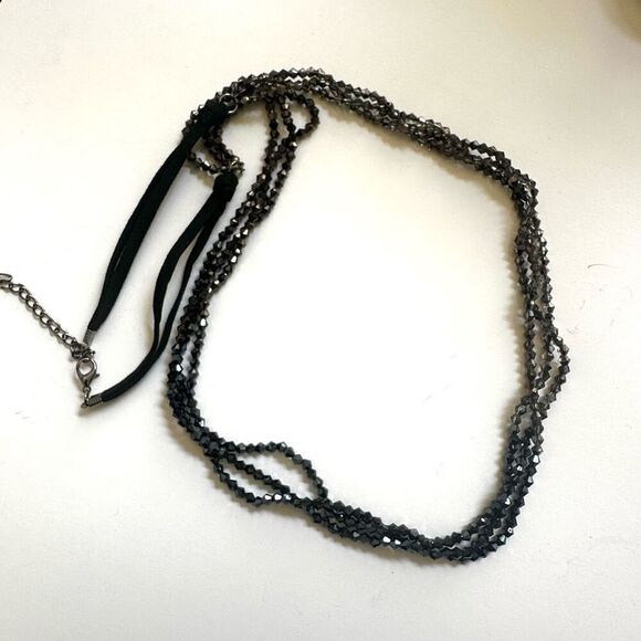 Grey beaded multi strand long necklace - Picture 4 of 8